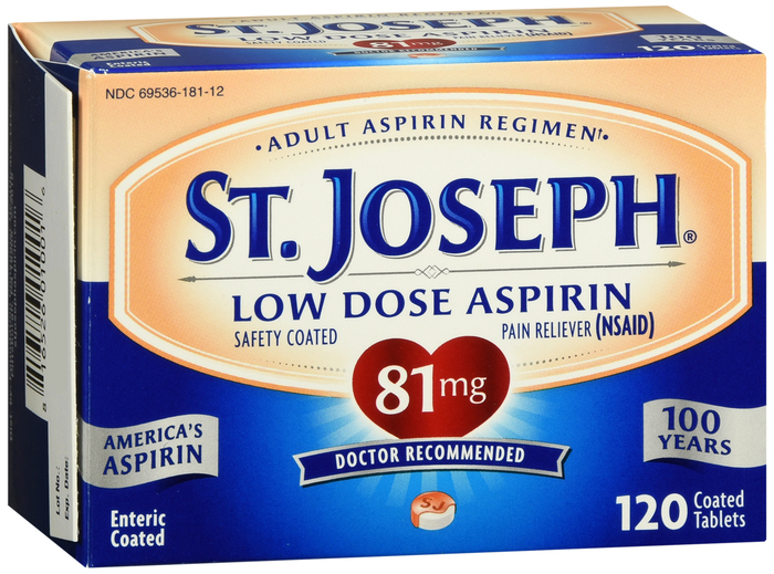 St. Joseph Aspirin 81mg Pain Reliever Enteric Coated Tablets 120ct