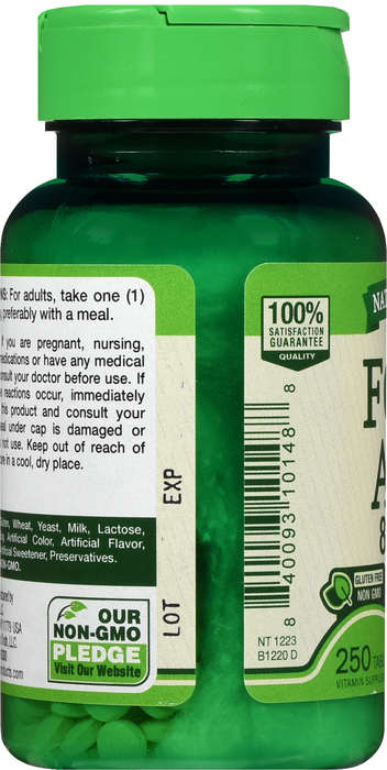 FOLIC ACID 800MCG TABLET 250CT NAT TRUTH