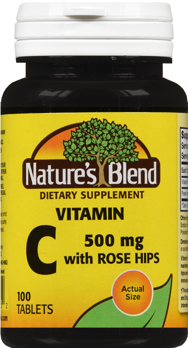 NATURES BLEND VITAMIN C 500MG ROSE HIPS TABLET 100CT