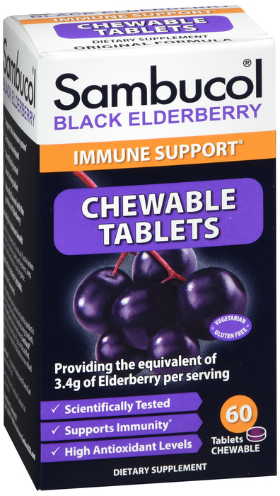 Sambucol Black Elderberry Chewable Tablets 60ct