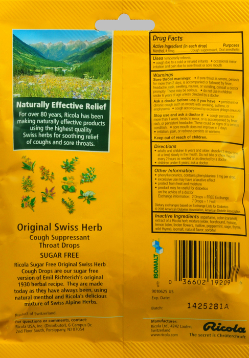 Ricola Mountain Herb Sugar-Free Lozenges 19ct