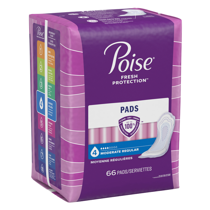 Poise Incontinence Moderate Absorbency Regular Length Pads 66ct