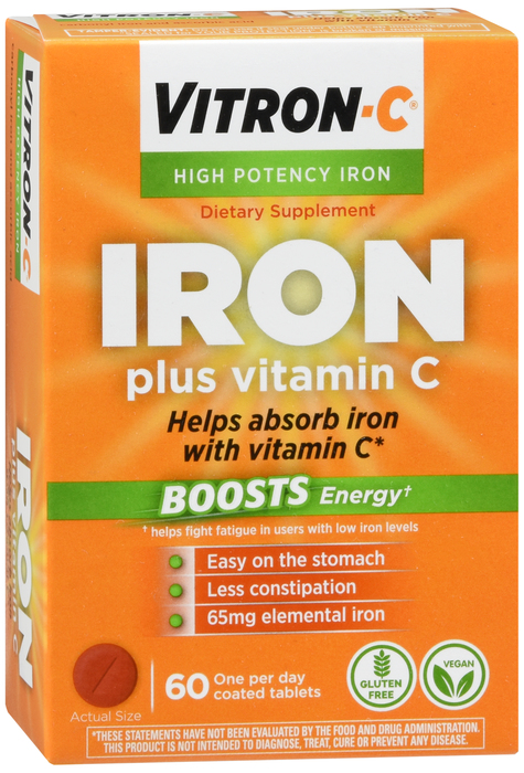 Vitron-C High Potency Iron Supplement with Vitamin C 60ct