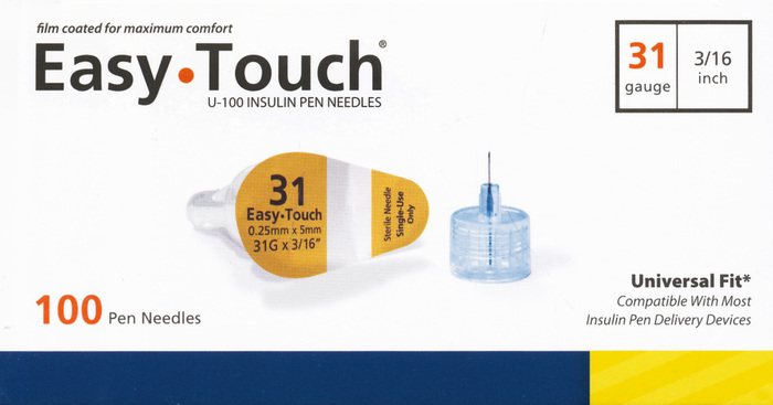 Easy Touch Pen Needles 31Gx3/16in 100ct