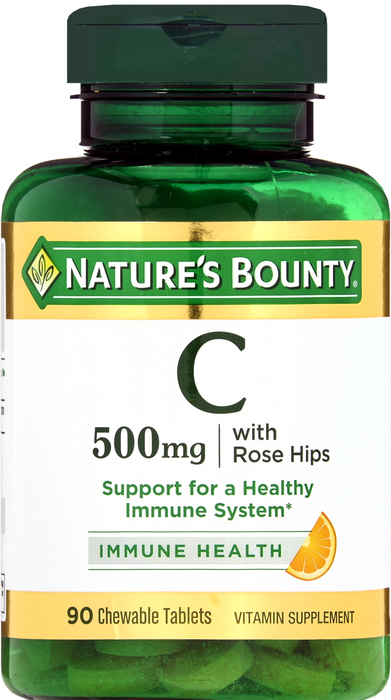 NATURES BOUNTY VITAMIN C 500MG ROSE HIPS CHEWABLE TABLET 90CT