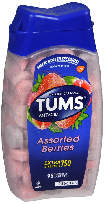 Tums Extra Strength Assorted Berries Chewable Tablets 96ct