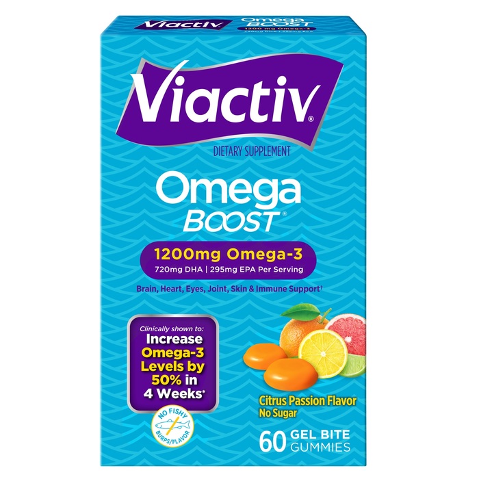 Viactiv Omega Boost Citrus Gel Bite Gummies 60ct