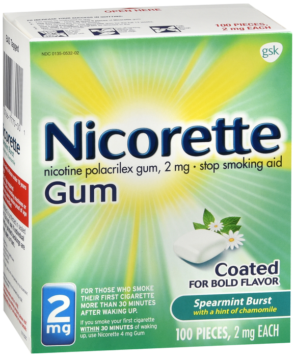 NICORETTE GUM 2MG SPEARMINT BURST 100 CT