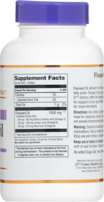 21st Century Flaxseed Oil 1000mg Softgels 120ct