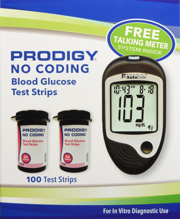 Prodigy Test Strips with Free Meter Retail Pack 100ct