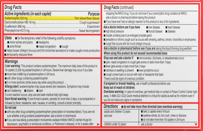 Tylenol Cold + Flu Severe Acetaminophen Caplets 24ct