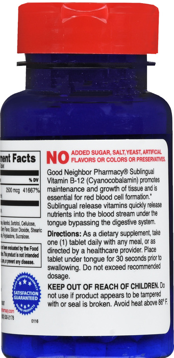 Good Neighbor Pharmacy Vitamin B-12 2500mcg Sublingual Tablets 60ct