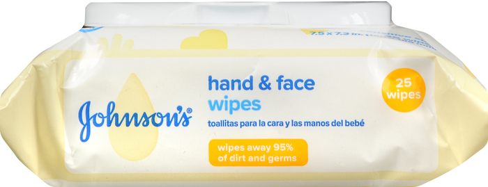 JOHNSONS HAND AND FACE WIPES 25CT