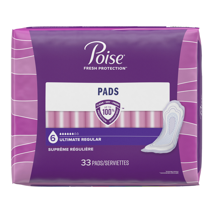 Poise Regular Length Ultimate Absorbency Pads 33ct