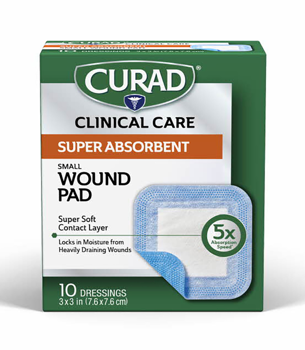 Curad Super Absorbent Small Wound 3x3 Dressings 10ct