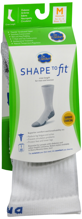 Dr. Comfort Diabetic White Crew Socks Medium 1ct