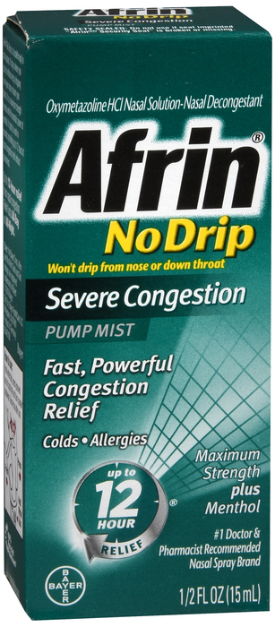 Afrin No Drip Severe 12 Hour Nasal Decongestant Pump Mist 0.5oz