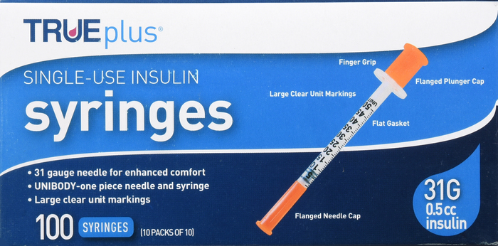 TRUEPLUS SYRINGE 5/16" 31GX1/2CC 100CT