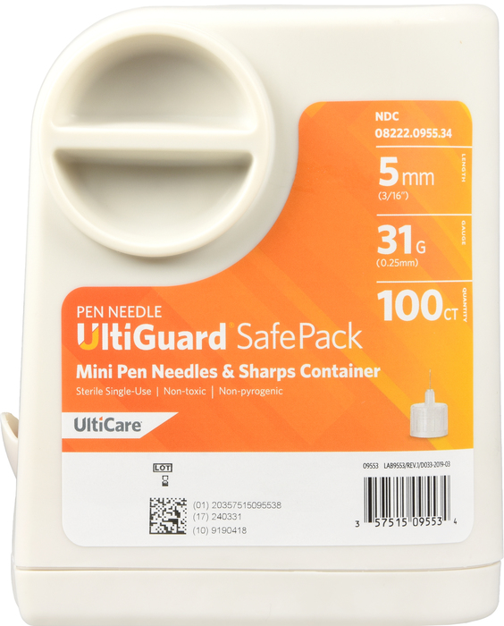 UltiGuard SafePack Pen Needles 31Gx5mm 100ct