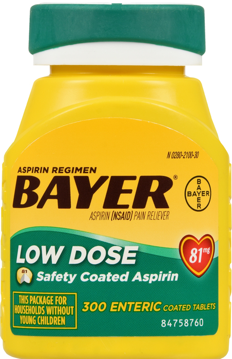 Bayer Low Dose Aspirin 81mg Safety Coated Tablets 300ct