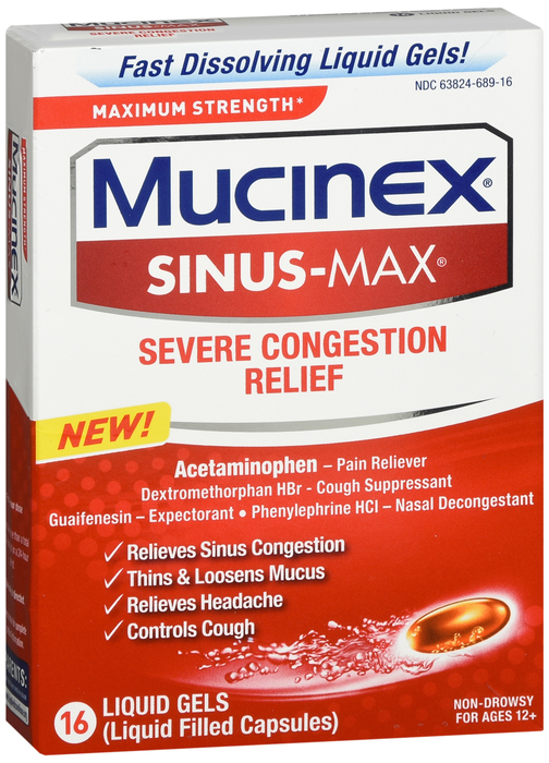 Mucinex Sinus-Max Severe Congestion Relief Liquid Gels 16ct