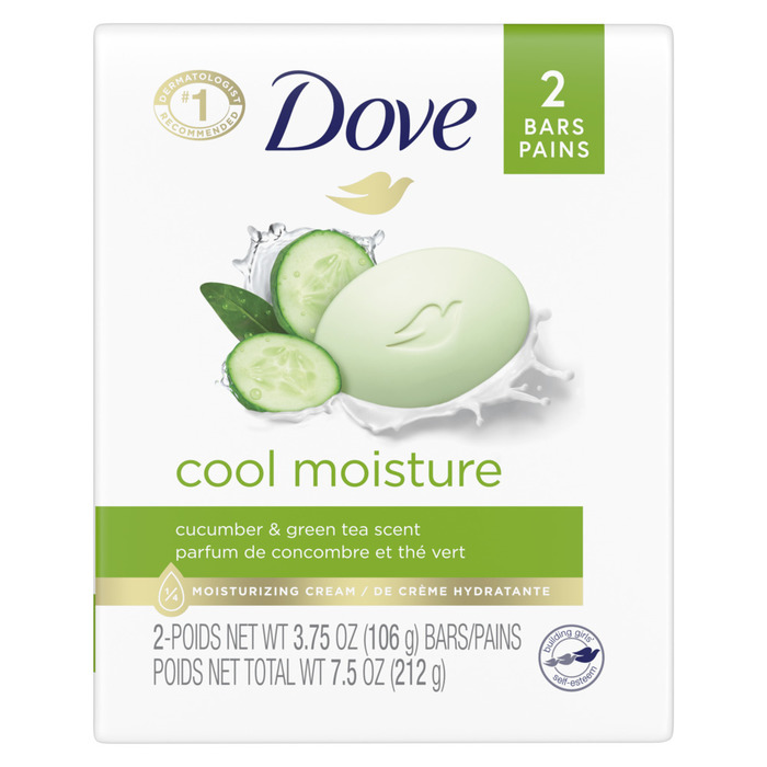 DOVE COOL MSTR CUC&GRN TEA BAR 2X3.75OZ