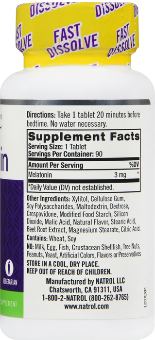 Natrol Melatonin 3mg Strawberry Fast Dissolve Tablets 90ct