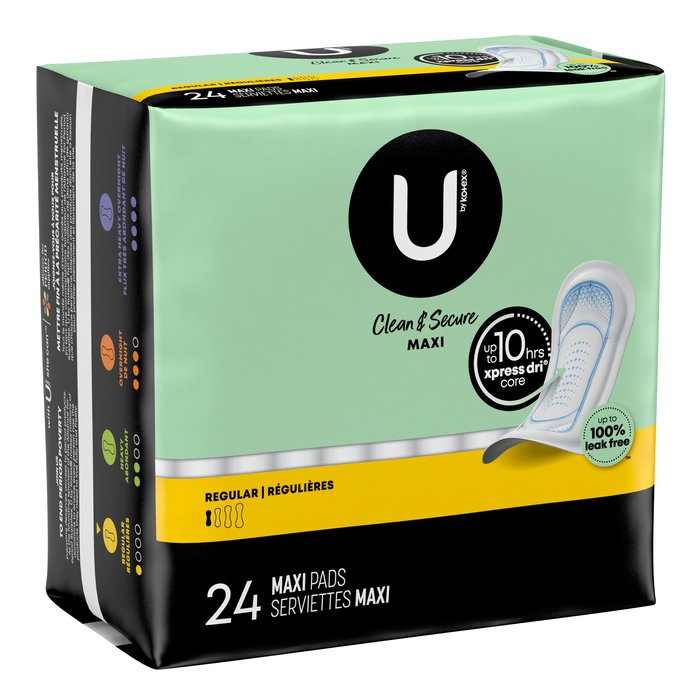 U BY KOTEX CLN&SCR MAXI REG PAD 6X24