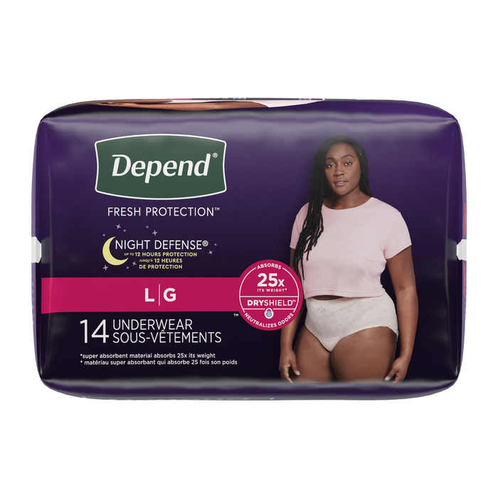 Depend Night Defense Underwear Women L 4x14ct