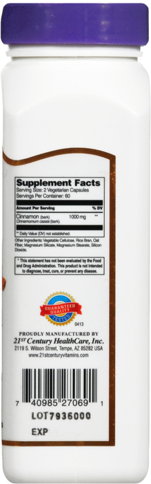 21st Century Cinnamon 500mg Capsules 120ct