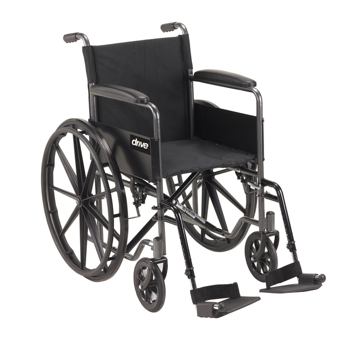 Wheelchair 18" Silver Sport with Fixed Arms and Swingaway Foot Rests