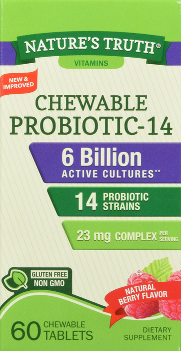 PROBIOTIC 6 BILLION CHW 60CT NAT TRUTH