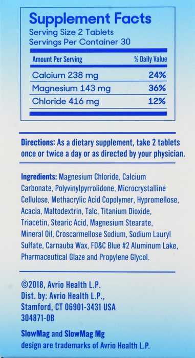 SlowMag Magnesium Chloride + Calcium Tablets 60ct