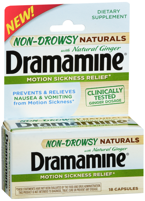 DRAMAMINE NON DROWSY NATURALS CAP 18CT