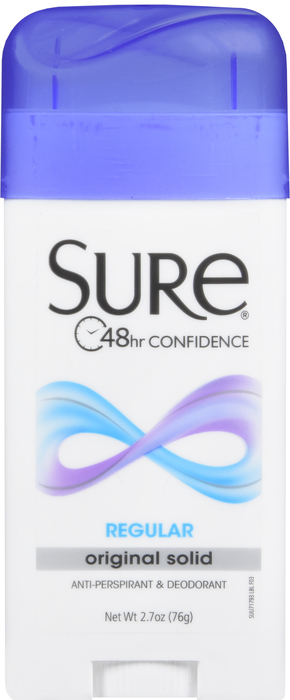 SURE ANTI PERSPIRANT SOLID REGULAR SCENT 2.7OZ