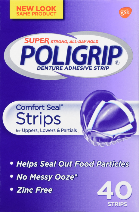 Poligrip Comfort Seal Denture Adhesive Strips 40ct