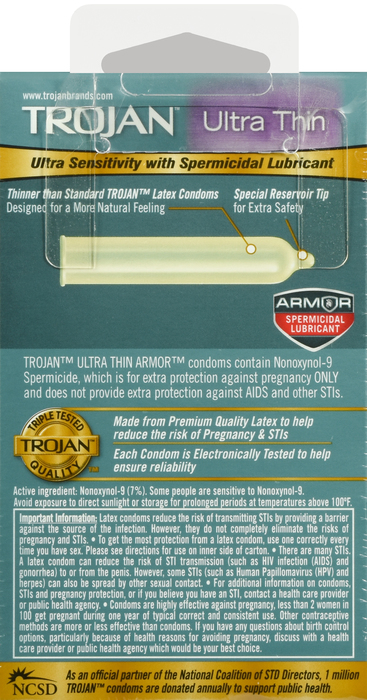 Trojan Ultra Thin Spermicidal Condom 12ct