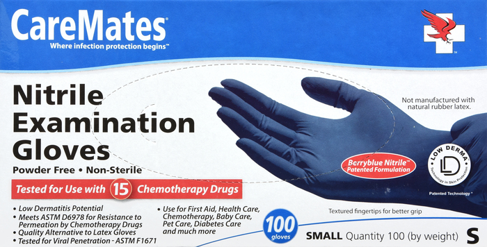 Gloves CareMates Nitrile Powder-Free S 100ct