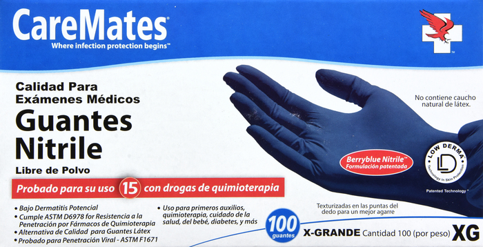 Gloves CareMates Nitrile Powder-Free XL 100ct