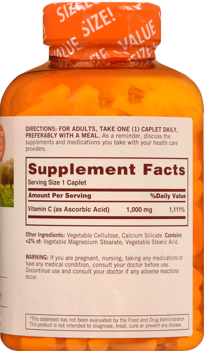 SUNDOWN NATURALS VITAMIN C 1000MG ASCORBIC ACID CAPLET 300CT