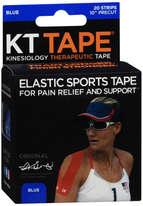 KT Tape Elastic Sports Blue Strips 20ct