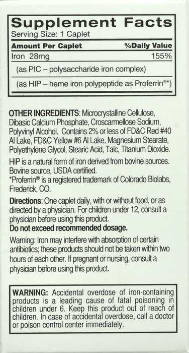 Feosol Bifera HIP & PIC Complete Iron Supplement Caplets 30ct