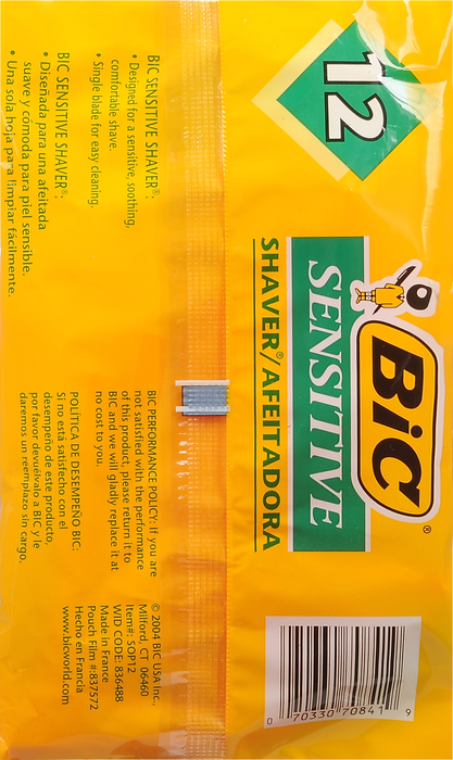 BIC CLASSIC RAZOR SENSITIVE SKIN 12CT