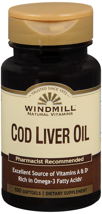 COD LIVER OIL NATURL SFGL 100CT WINDMILL