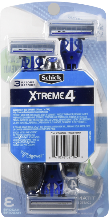 XTREME 4 MEN'S DISPOSABLE RAZOR 3CT