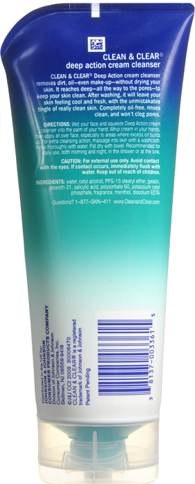 CLEAN&CLEAR CLEANSER CRM DEEP O/F 6.5OZ