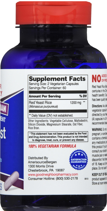 Good Neighbor Pharmacy Red Yeast Rice 600mg Caplets 120ct