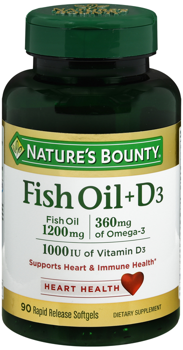 FISH OIL+D 1000MG SOFTGL 90CT NAT BOUNTY