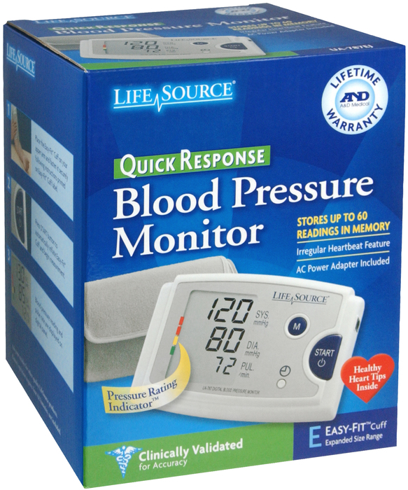 LifeSource Quick Response Blood Pressure Monitor with Easy-Fit Cuff 1ct