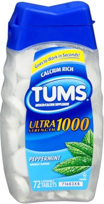 Tums Ultra Strength Peppermint Chewable Tablets 72ct